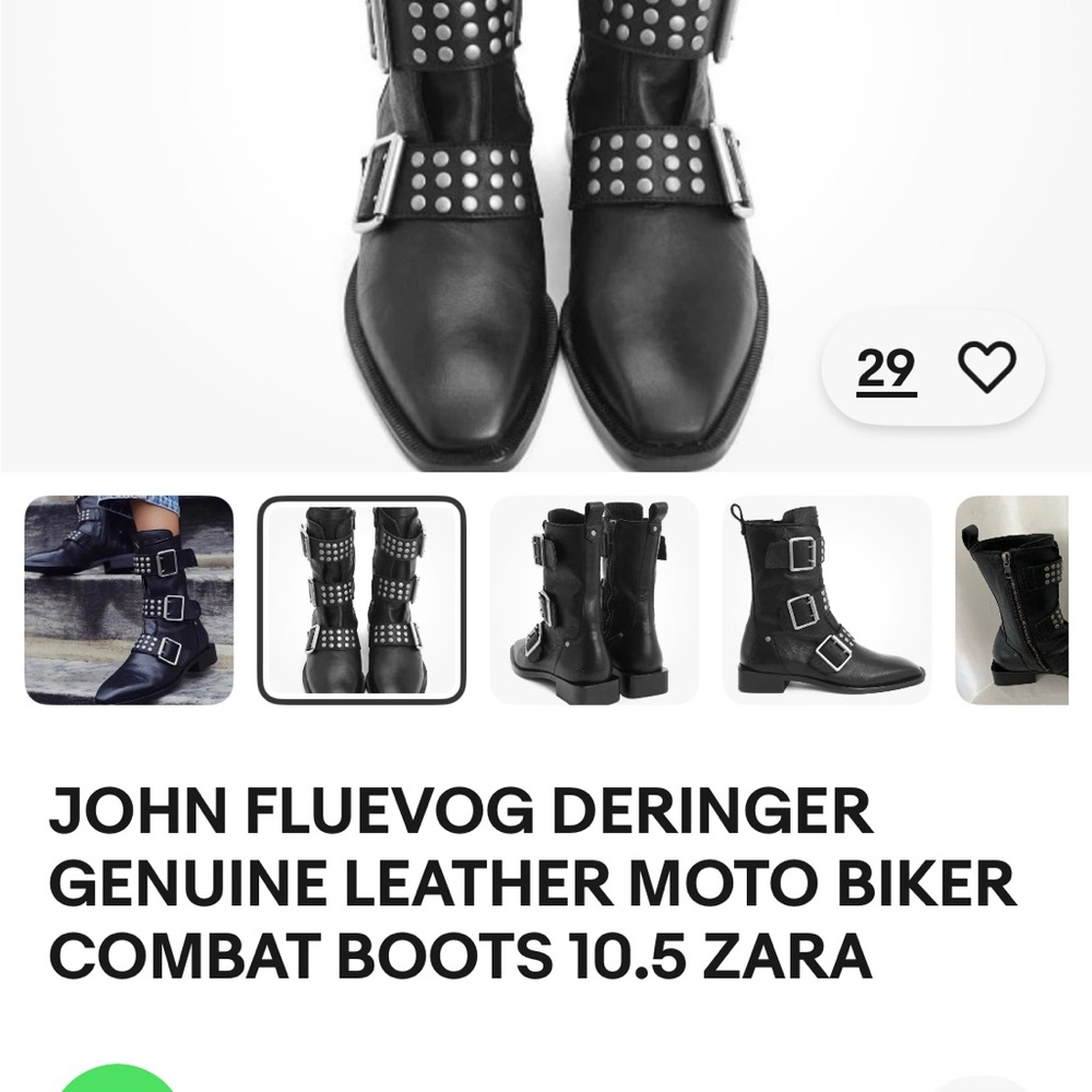 John Fluevog Black Studded Combat Boots